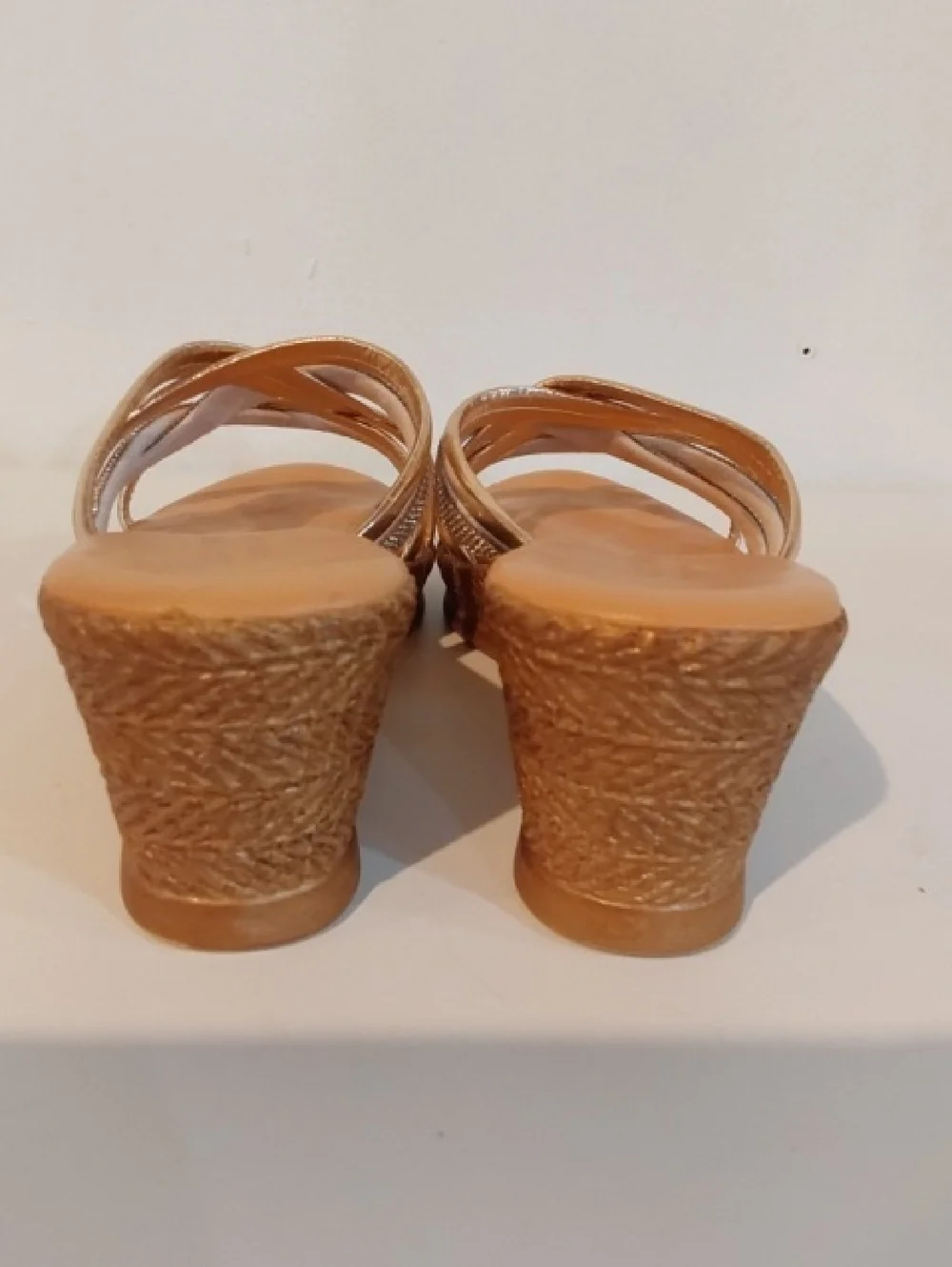 Fabio Maggenti|Wedge Slide Sandals in Metallic Gold/Silver Bling Slip On Sz.7.5